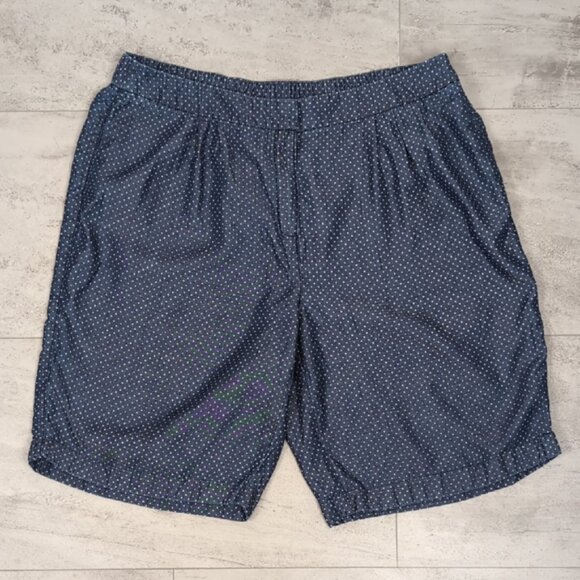 Chicos Polka Dot Lyocell Shorts Navy Lightweight Pleated Elastic Waist Bermuda - Picture 11 of 11